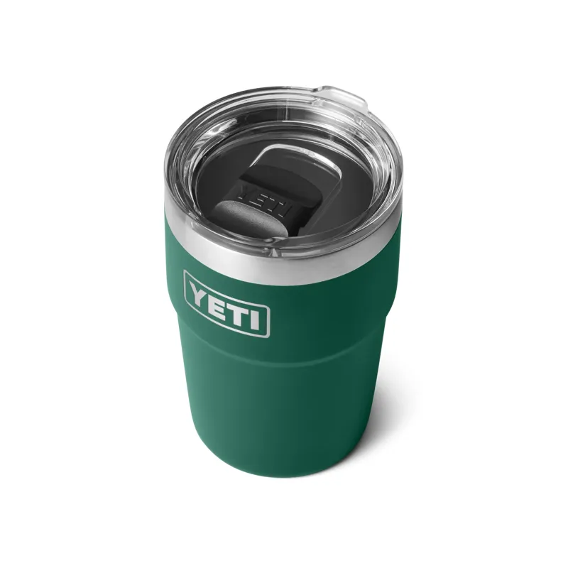YETI Rambler 16 Oz Black Forest Green Stackable Cup-1