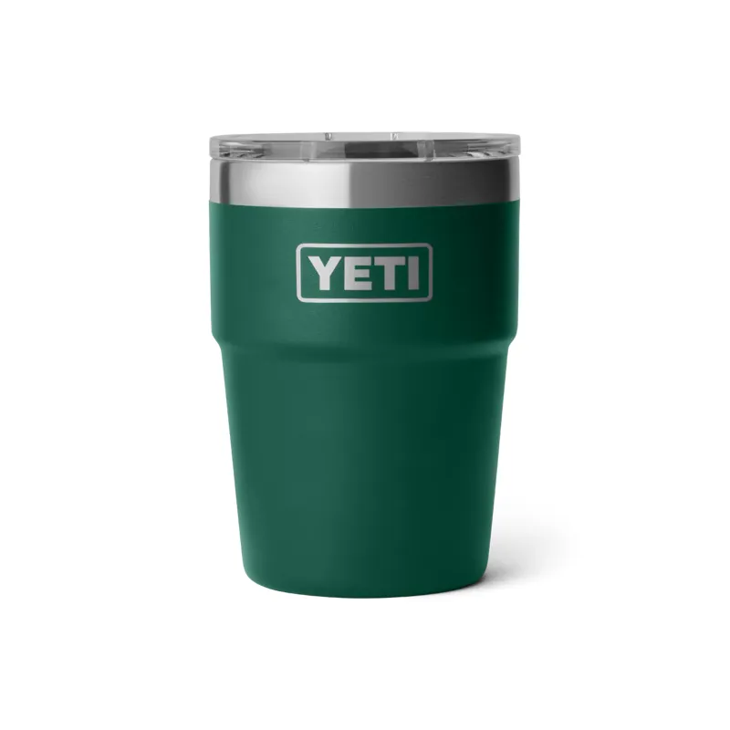 YETI Rambler 16 Oz Black Forest Green Stackable Cup