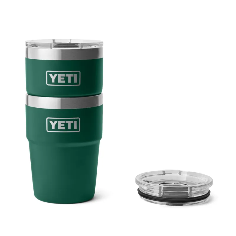 YETI Rambler 16 Oz Black Forest Green Stackable Cup-3