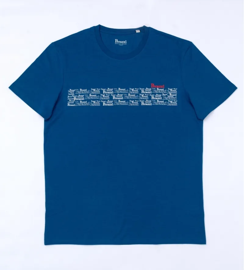Perazzi Small Print Sea Blue T-Shirt