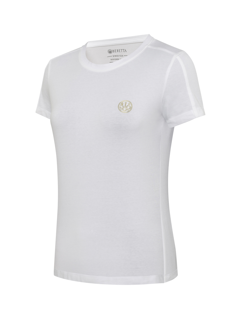 Beretta Ladies 500th Anniversary Gold Logo T-Shirt - Bright White