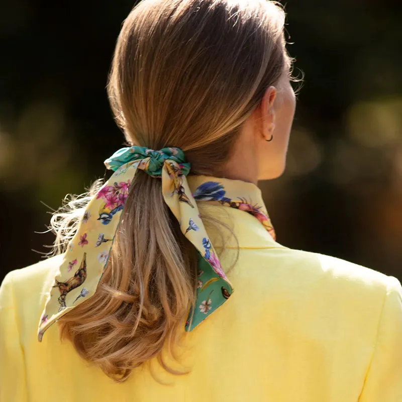 Clare Haggas Oopsie Daisy Buttermilk Azure Medium Scrunchie