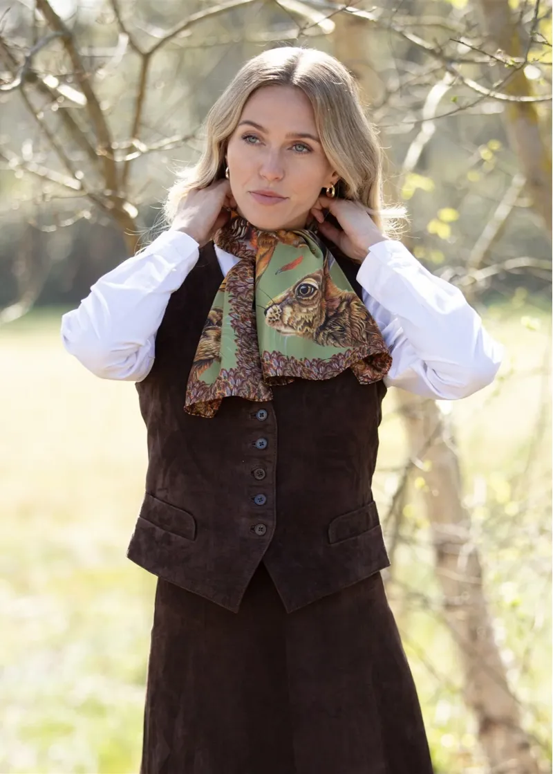 Clare Haggas A Head Of The Game Fern Green Narrow Scarf-1