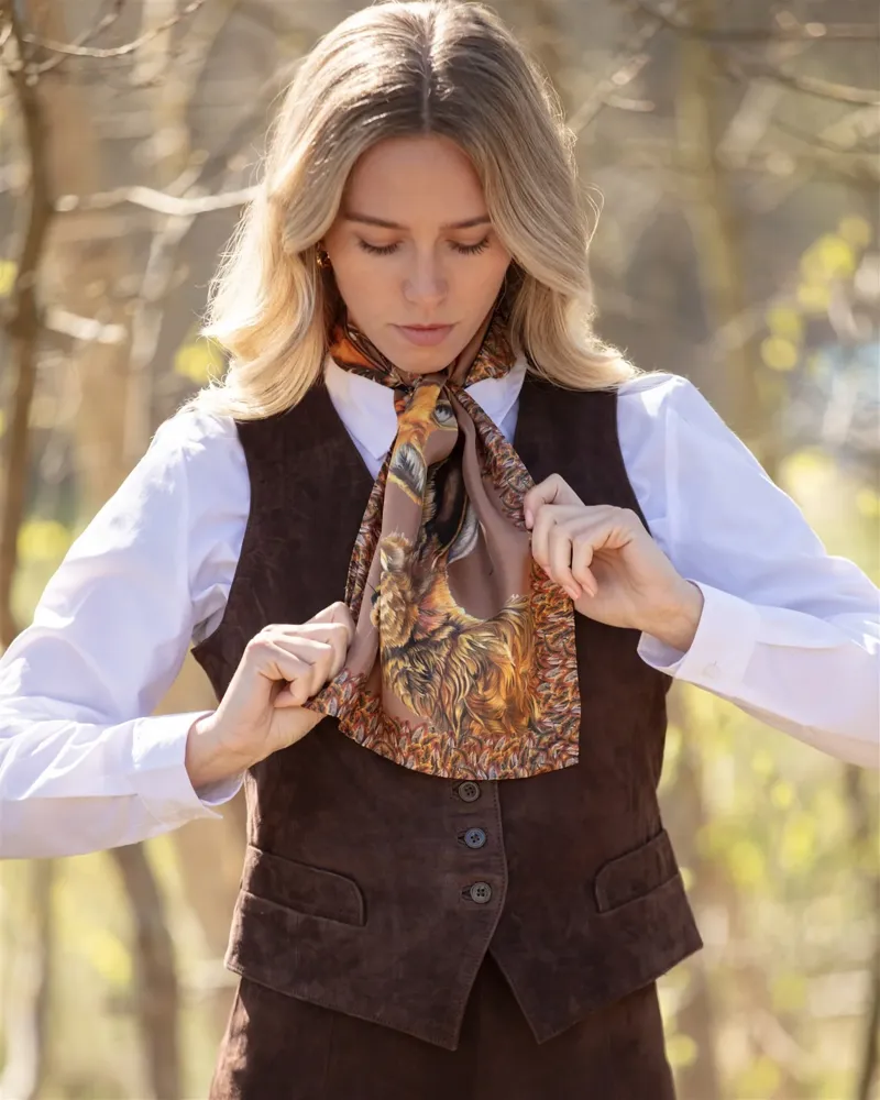 Clare Haggas A Head Of The Game Mocha Brown Narrow Scarf-2
