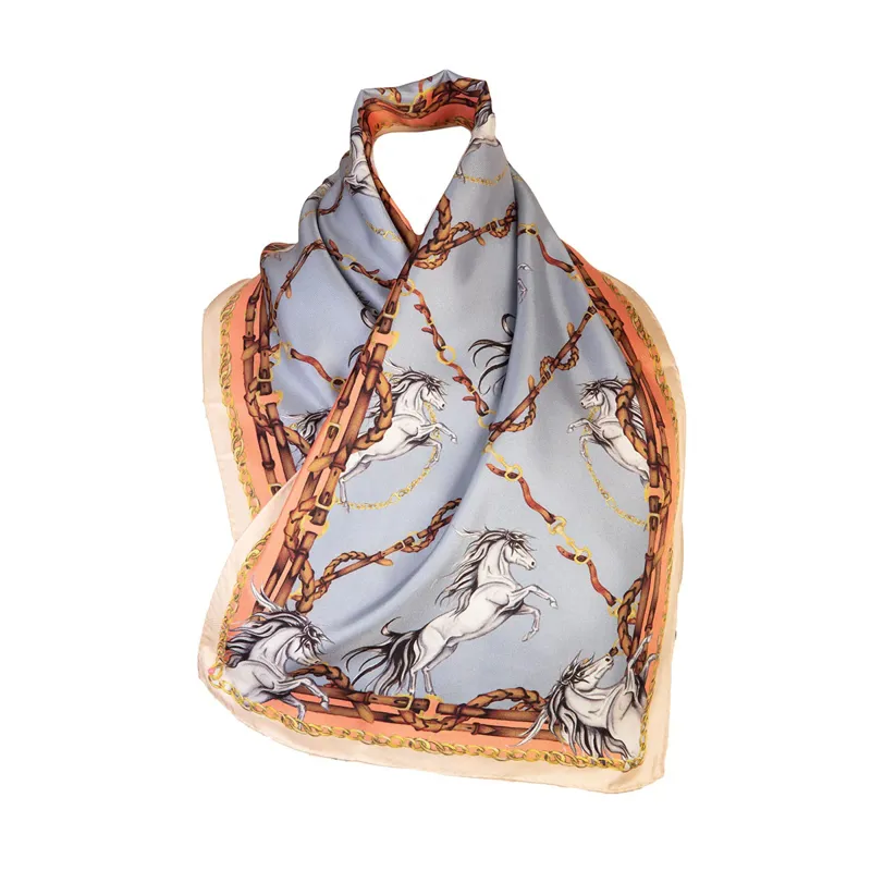 Clare Haggas Rearing To Go Powder Blue and Rose Narrow Scarf-2