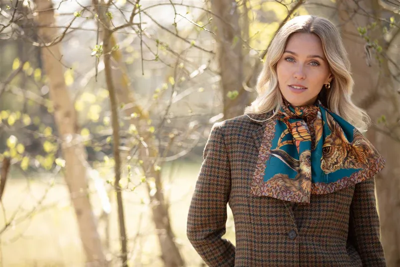 Clare Haggas A Head Of The Game Teal Narrow Scarf-1