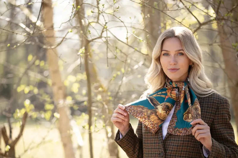 Clare Haggas A Head Of The Game Teal Narrow Scarf-3