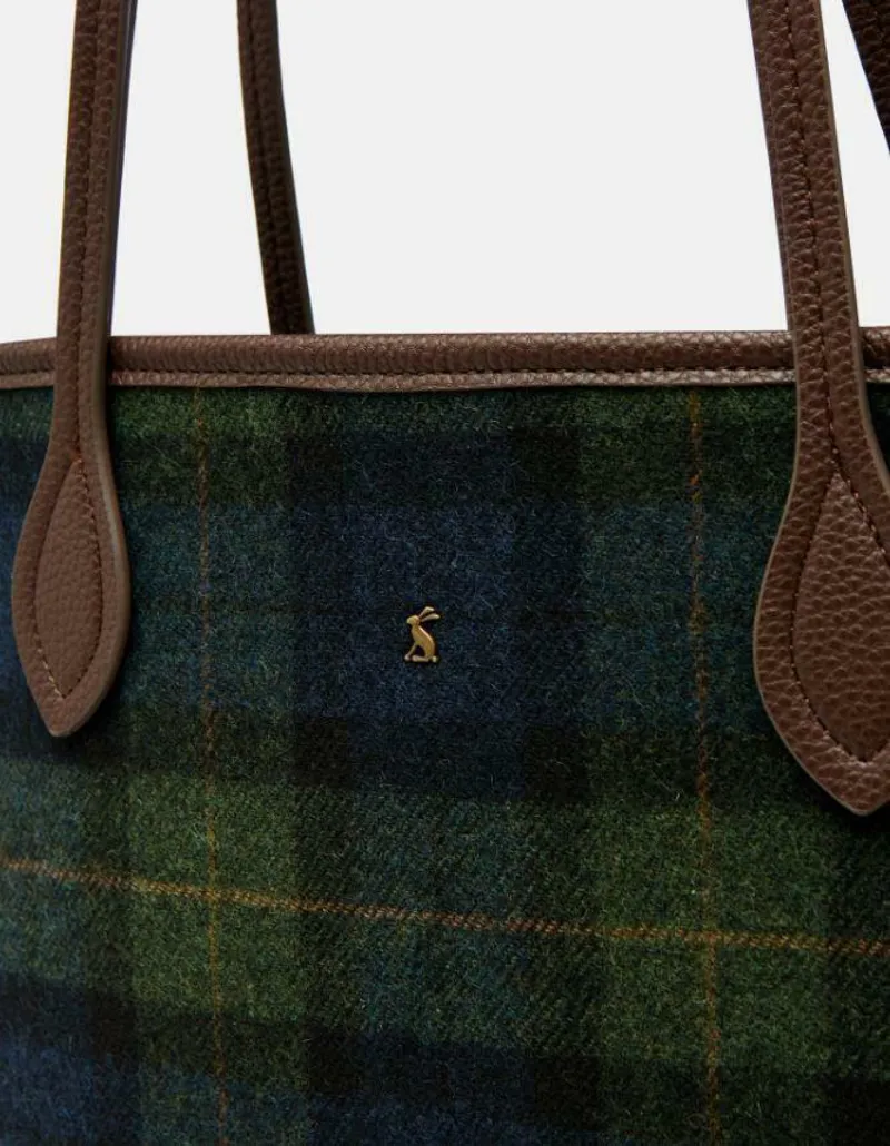 Joules Fulbrook Navy and Green Check Tote Bag-1