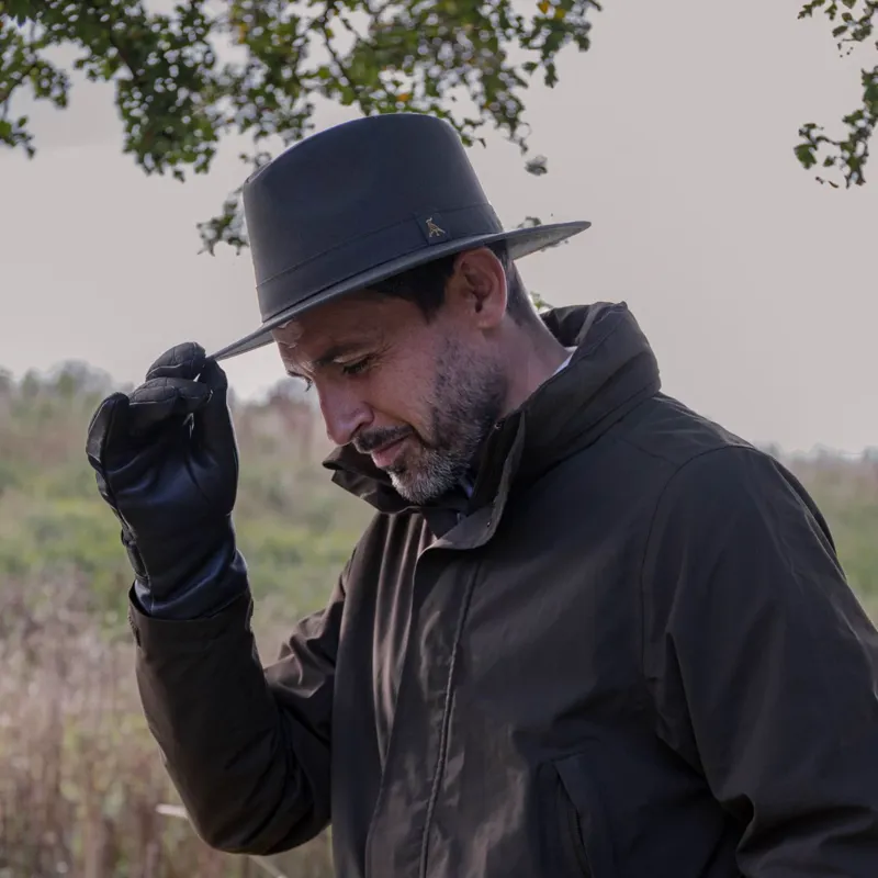 Hicks and Brown Darsham Wax Fedora in Olive Green-3