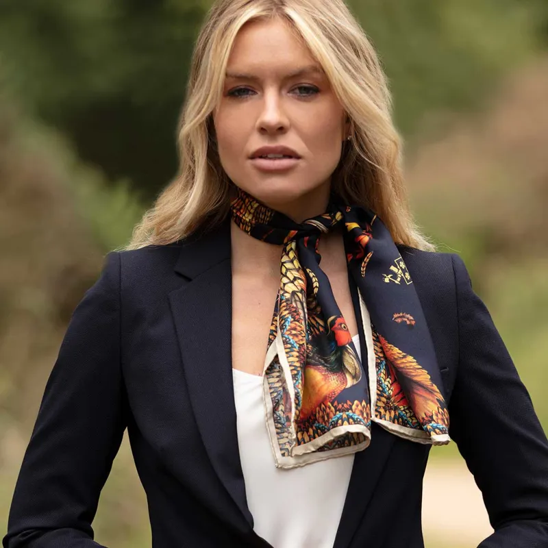 Clare Haggas Heads or Tails Navy Narrow Scarf
