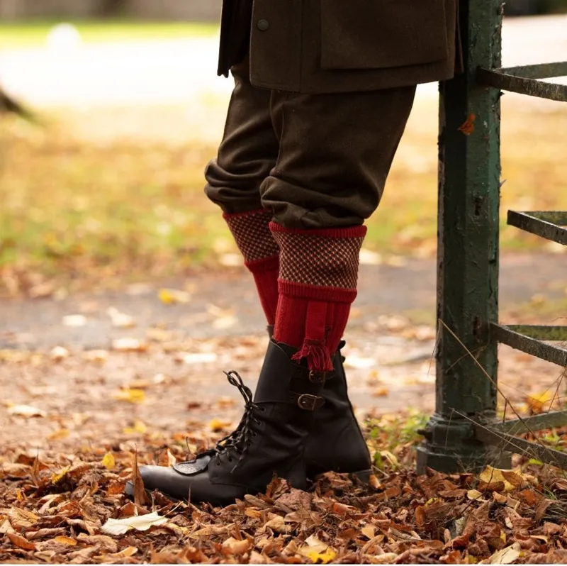 House Of Cheviot Chestnut Tayside Socks with Garter Ties