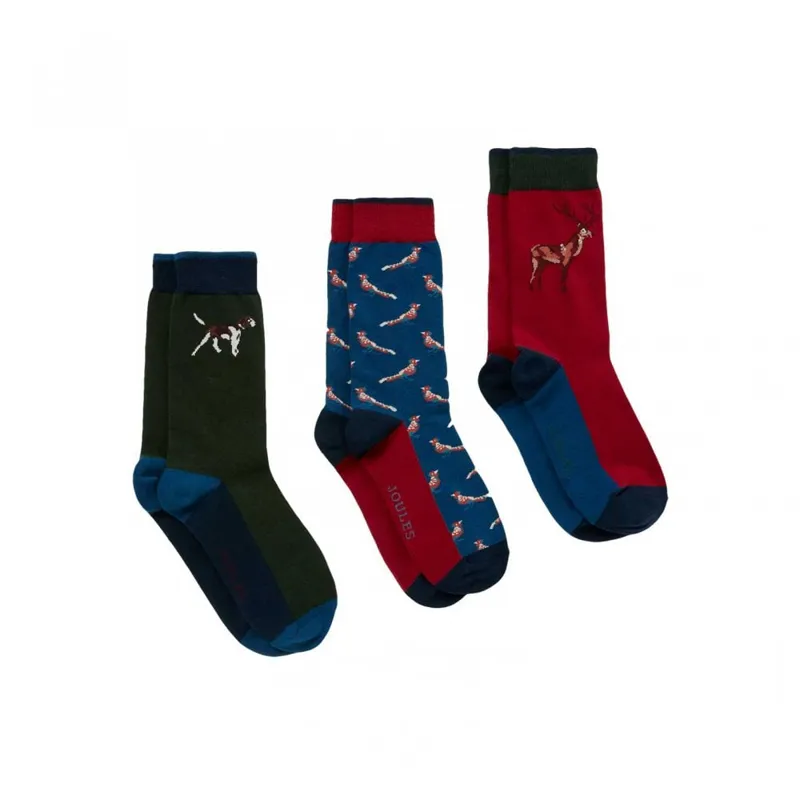 Joules Striking 3 Pack Socks - Game Animal