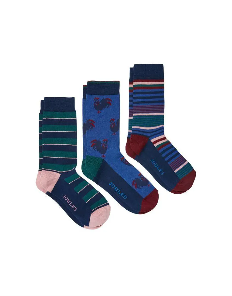 Joules Striking 3 Pack Socks - Cockerel