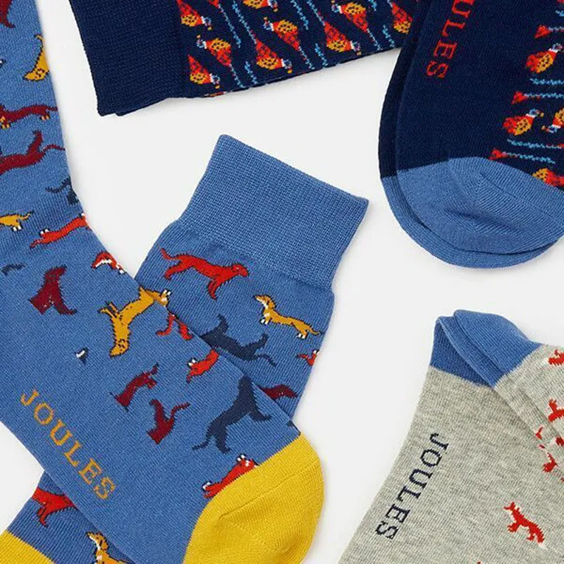 Joules Striking 3 Pack Socks - Multi Animal-1