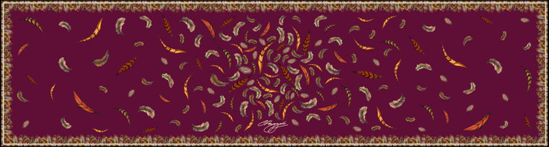 Clare Haggas Birds Of A Feather Mulberry Narrow Scarf-2