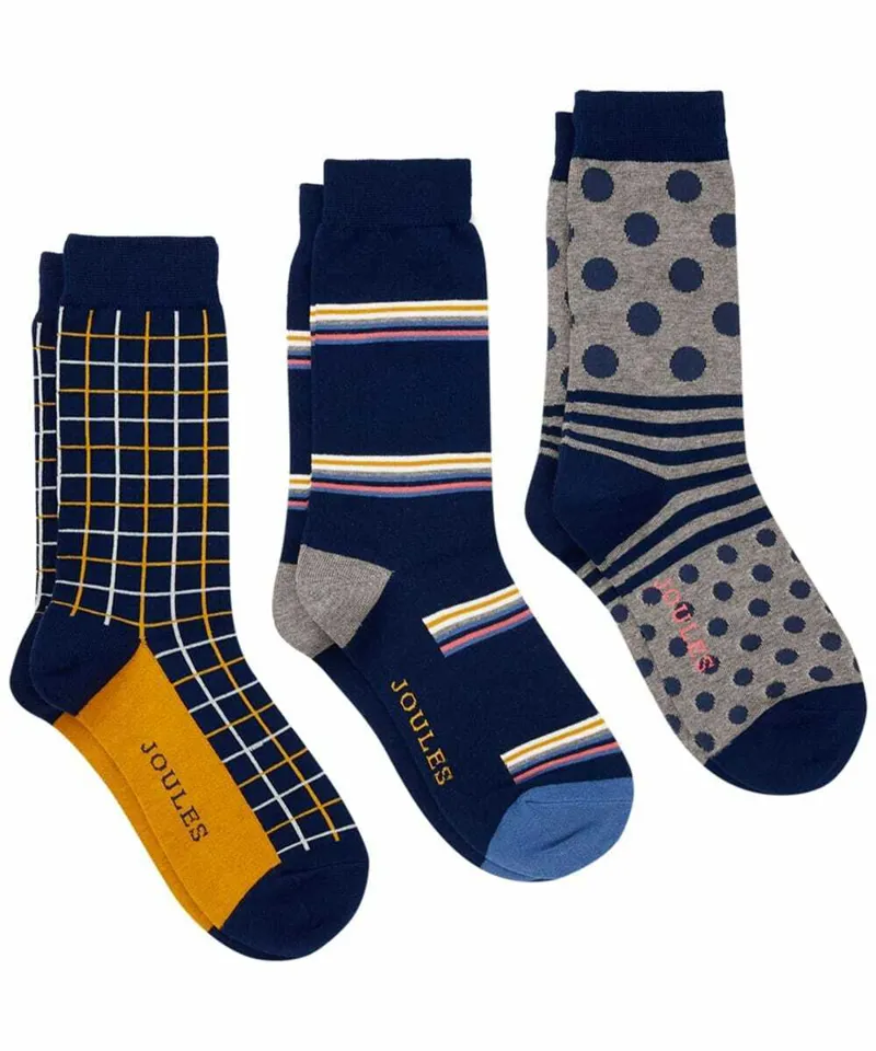 Joules Striking 3 Pack Socks - Multi Pack