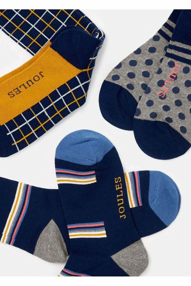 Joules Striking 3 Pack Socks - Multi Pack-1