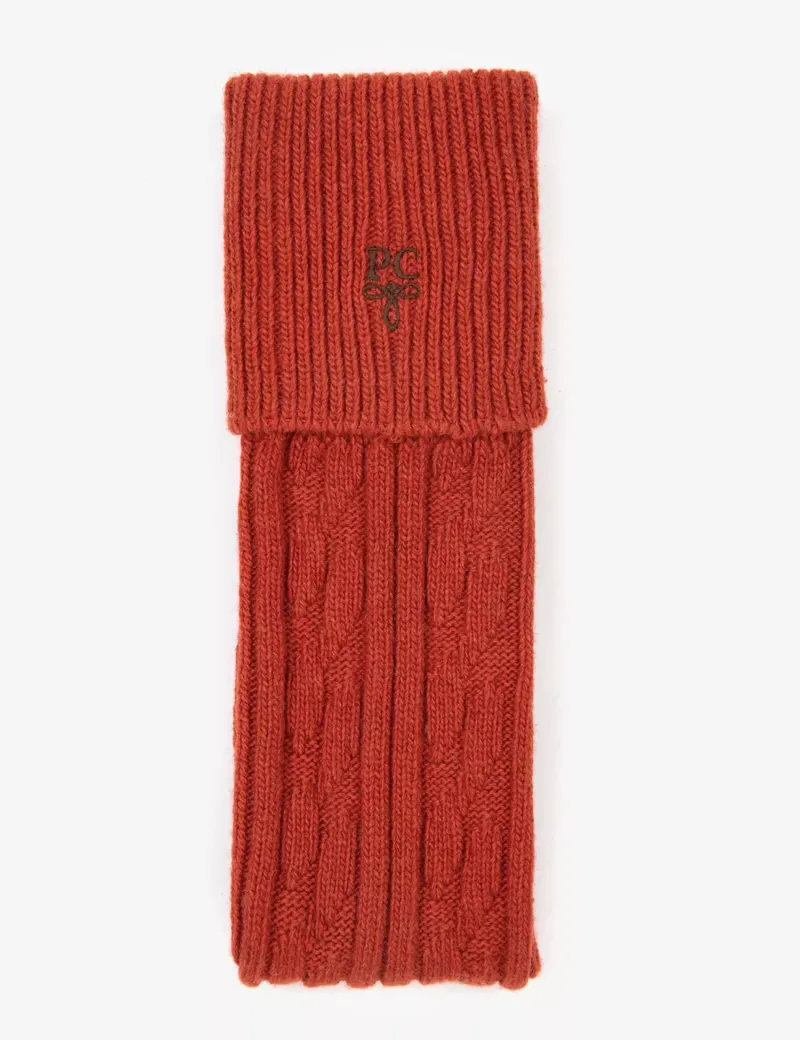 Penelope Chilvers Cashmere Cable Boot Socks - Terracotta-1