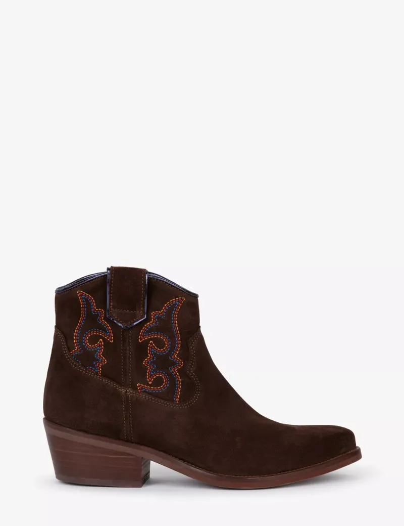 Penelope Chilvers Cassidy Suede Chocolate Embroidered Boot