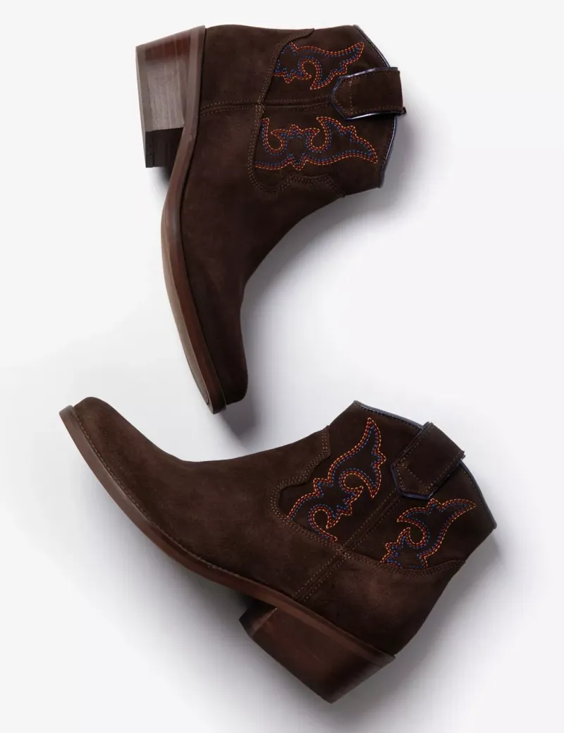 Penelope Chilvers Cassidy Suede Chocolate Embroidered Boot-2