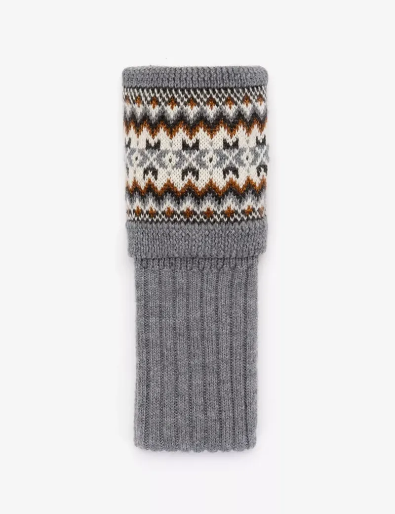 Penelope Chilvers Highland Fairisle Boot Sock - Grey/Multi-1