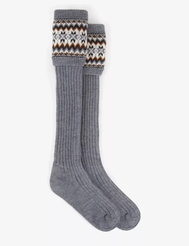 Penelope Chilvers Highland Fairisle Boot Sock - Grey/Multi