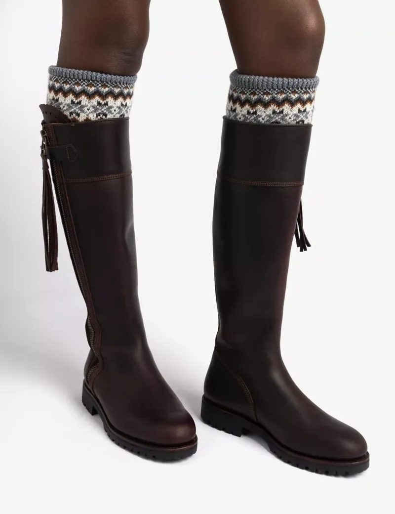 Penelope Chilvers Highland Fairisle Boot Sock - Grey/Multi-3