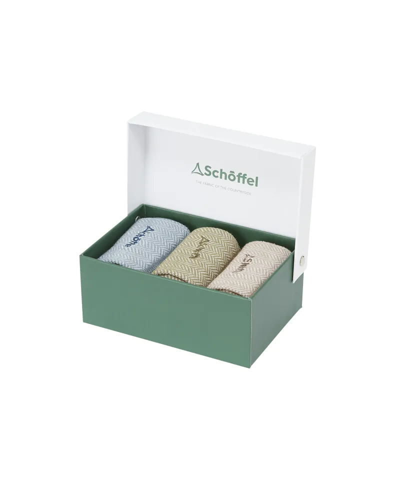 Schoffel Bamboo Socks - Box of 3 - Port Herringbone-1