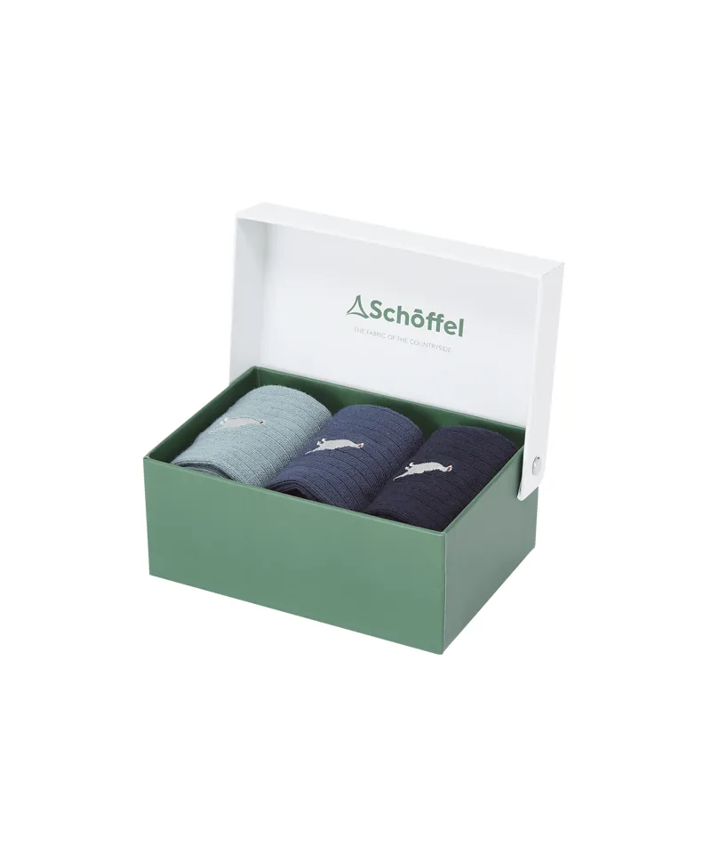 Schoffel Bamboo Socks - Box of 3 - Blue Ptarmigan Mix-1