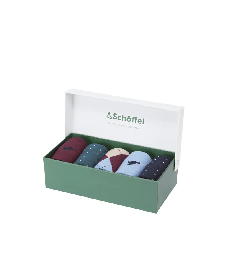 Schoffel Bamboo Socks - Box of 5 - Argyle Pattern Mix-1