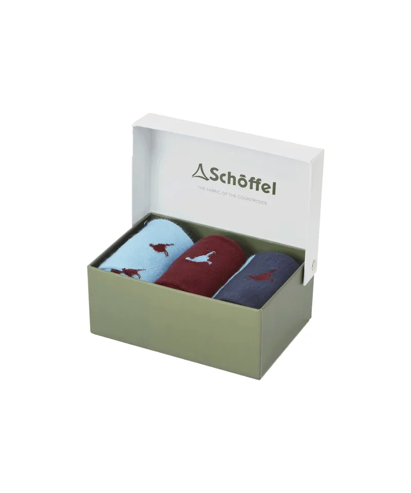 Schoffel Bamboo Socks - Box of 3 - Wine Pheasant-1