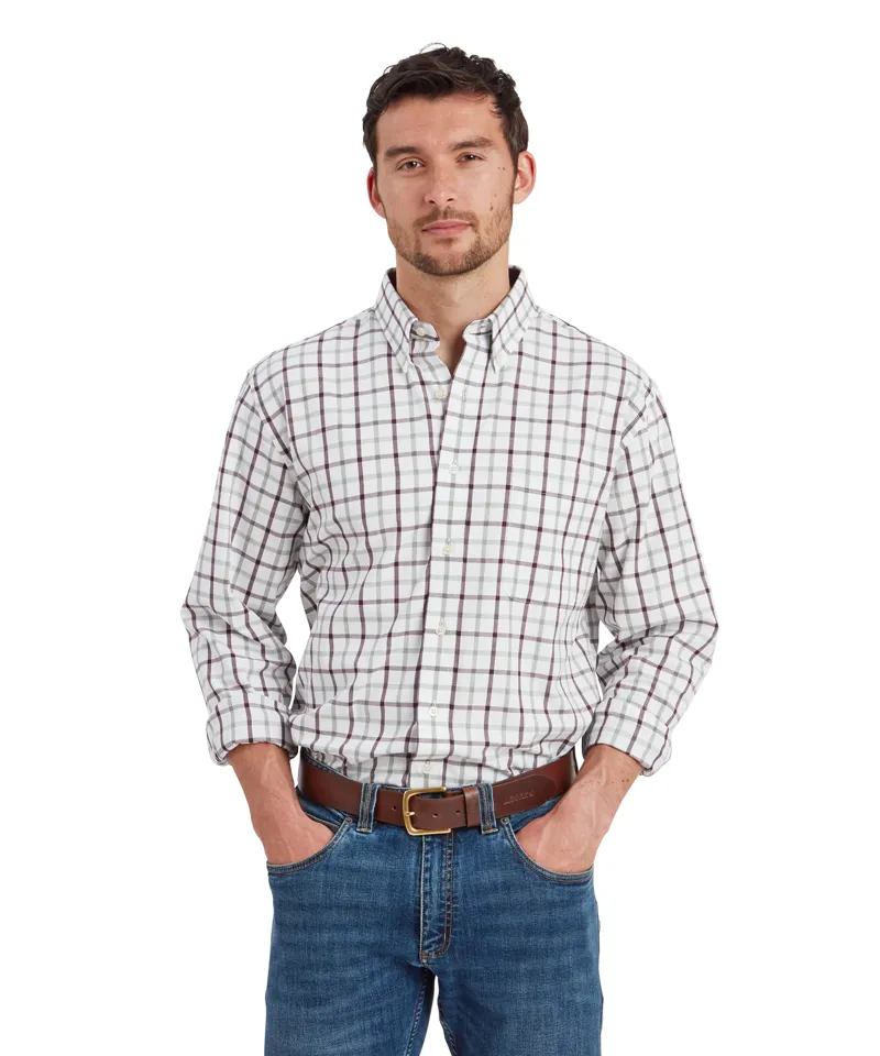 Schoffel Brancaster Classic Shirt - Wine Check-1