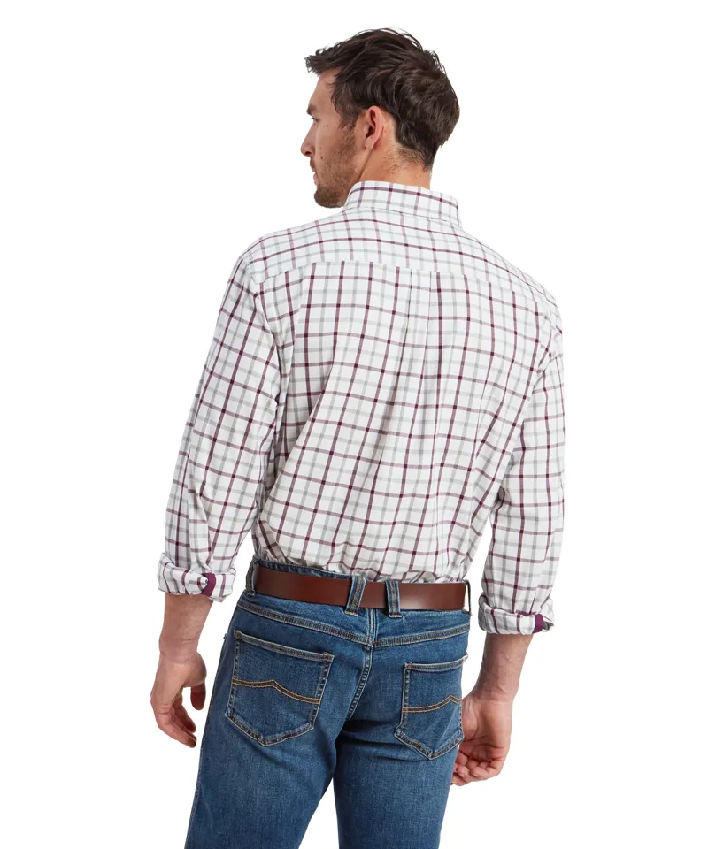 Schoffel Brancaster Classic Shirt - Wine Check-4