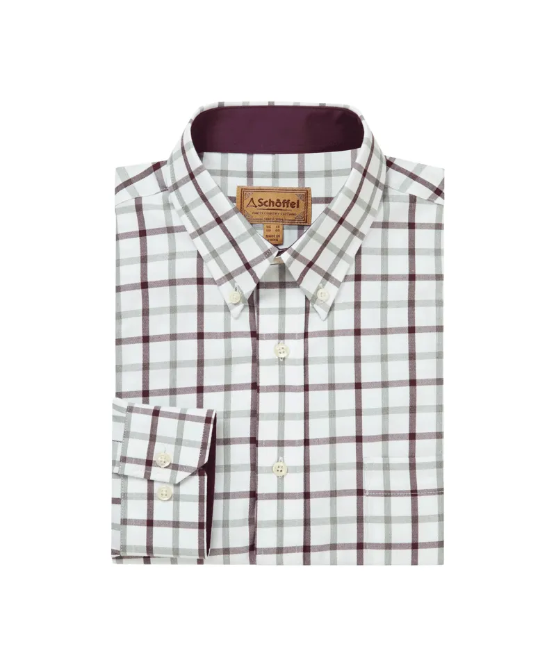 Schoffel Brancaster Classic Shirt - Wine Check-5