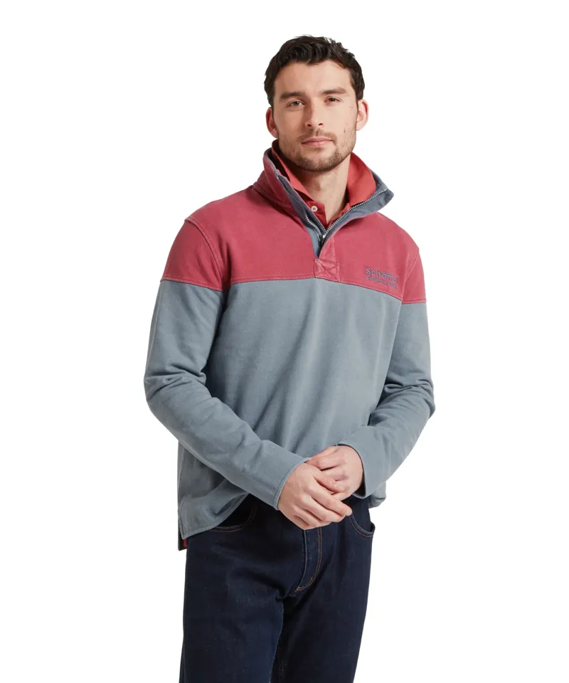 Schoffel Helford Heritage Sweatshirt - Slate Red/Dark Pigeon Blue-1
