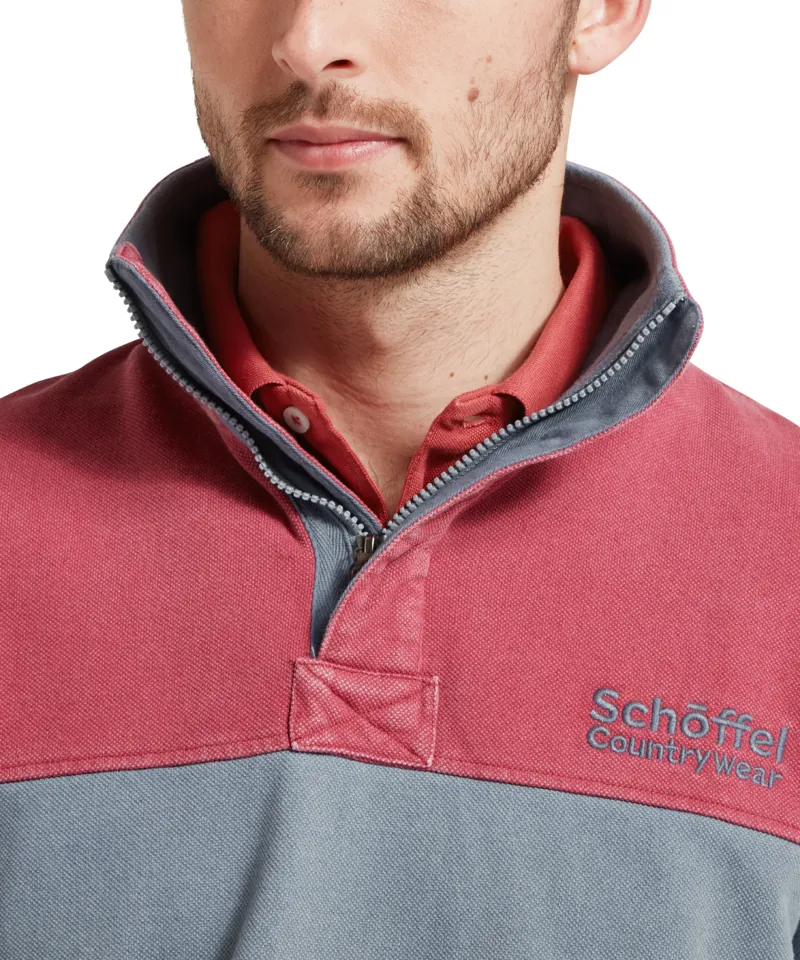Schoffel Helford Heritage Sweatshirt - Slate Red/Dark Pigeon Blue-5