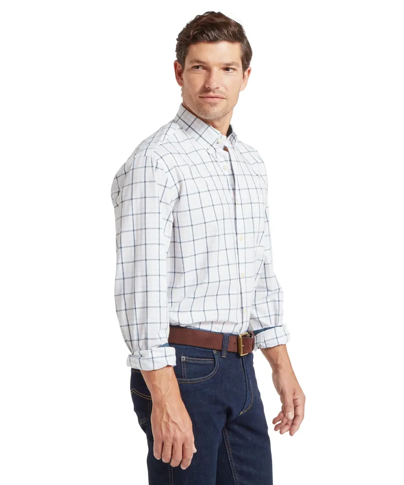 Schoffel Holkham Classic Shirt - Deep Ocean Blue/Coral Peach