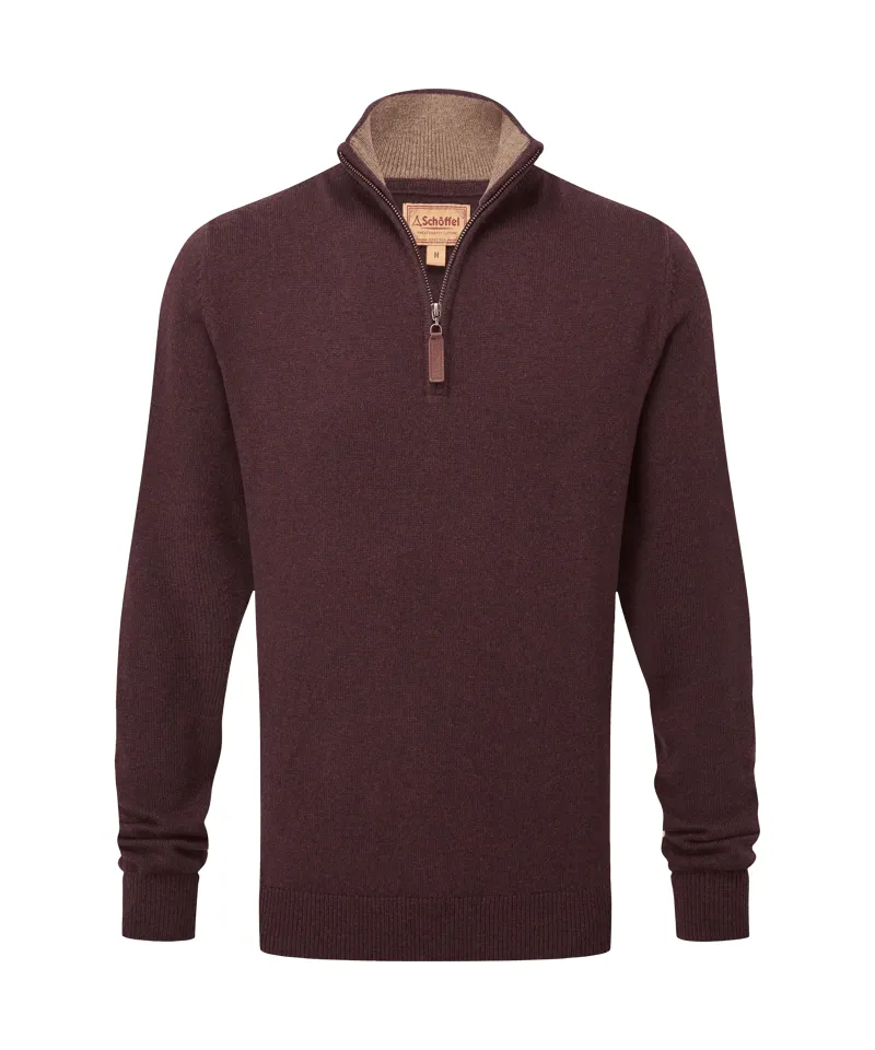 Schoffel Lewis Lambswool Quarter Zip Jumper - Port-6