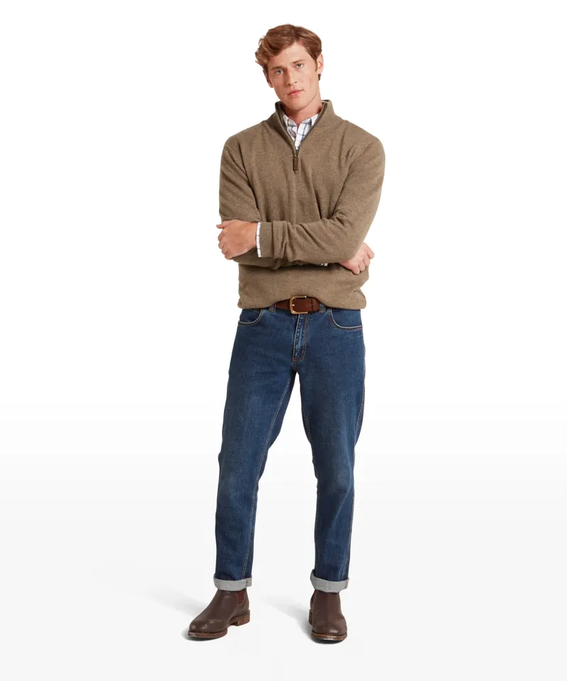 Schoffel Lewis Lambswool Quarter Zip Jumper - Mushroom-2