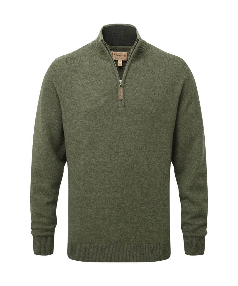 Schoffel Lewis Lambswool Quarter Zip Jumper - Woodland-3