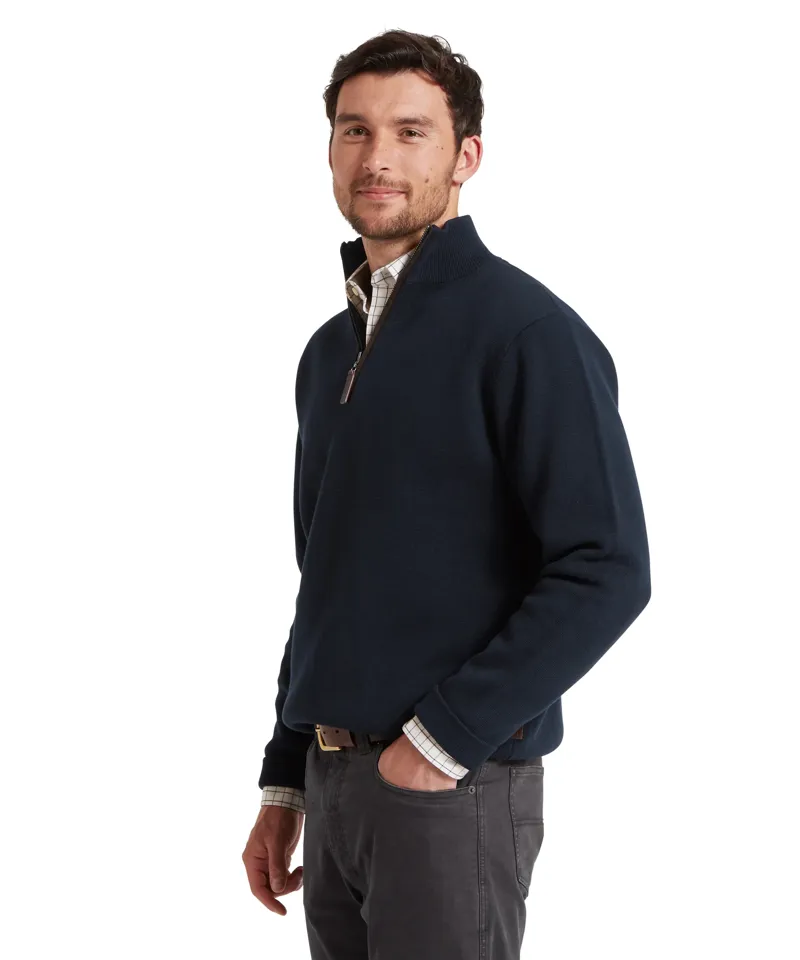 Schoffel Marlow 1/4 Zip Jumper - Navy-2