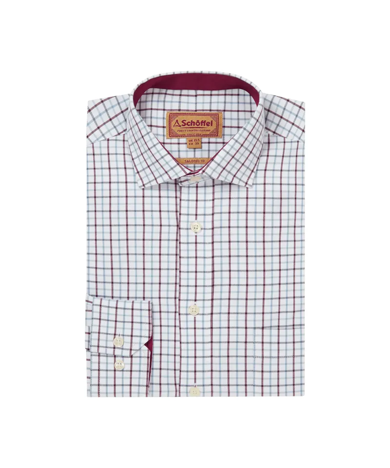 Schoffel Milton Tailored Shirt - Port/Lake Blue Check-5
