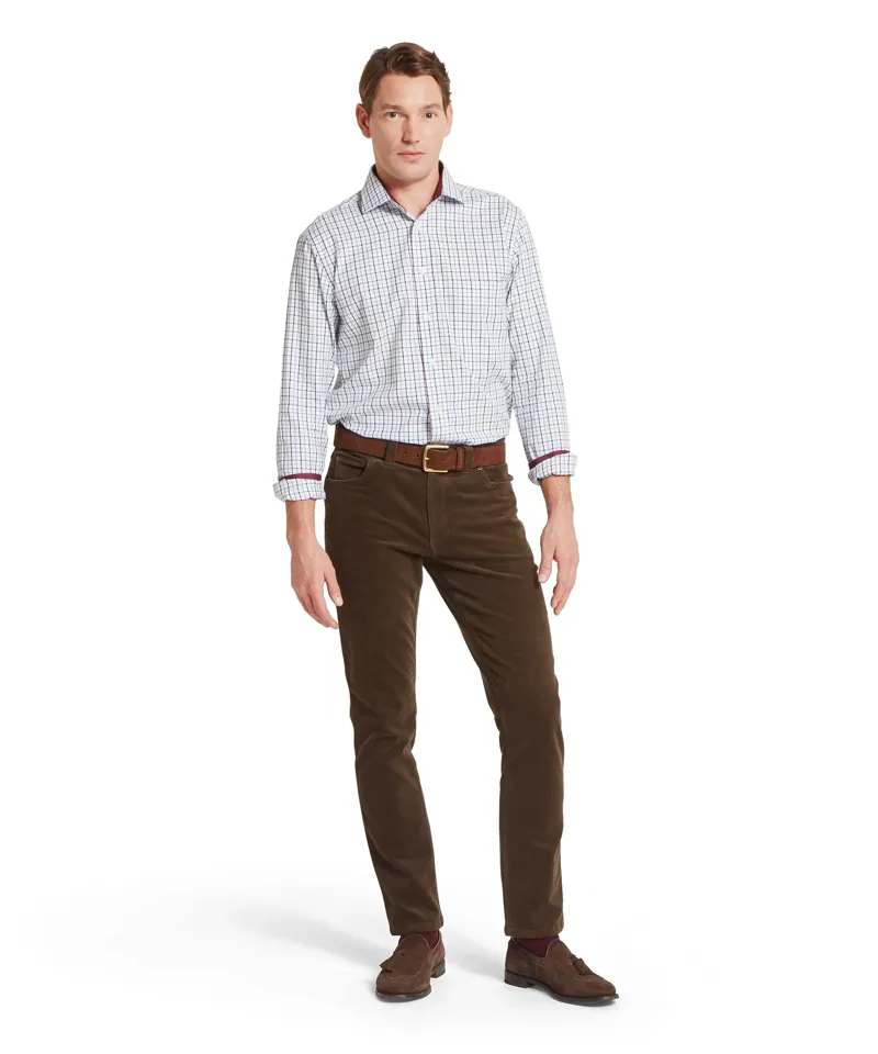 Schoffel Milton Tailored Shirt - Port/Lake Blue Check-4