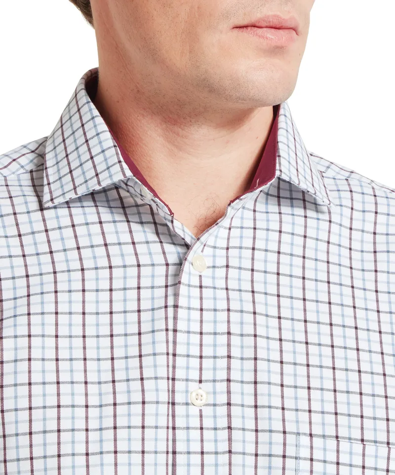 Schoffel Milton Tailored Shirt - Port/Lake Blue Check-1