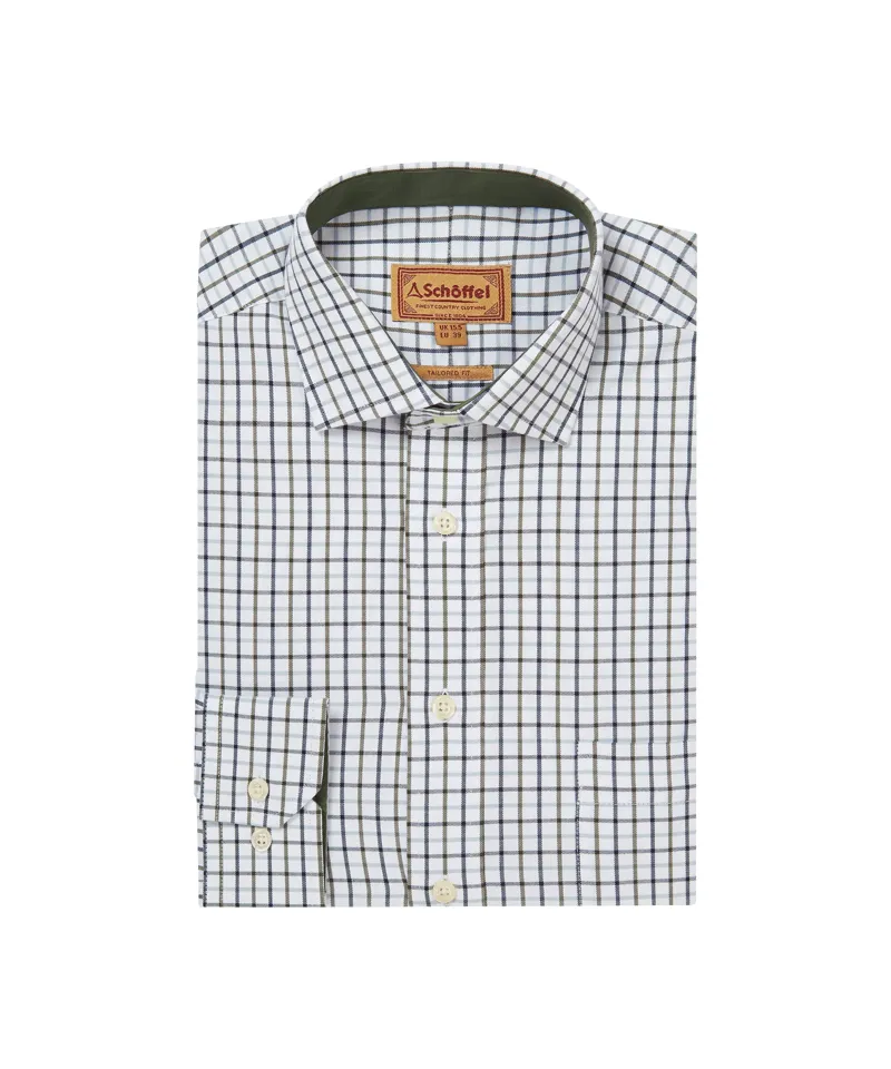 Schoffel Milton Tailored Shirt - Blueberry/Dark Khaki Green-5