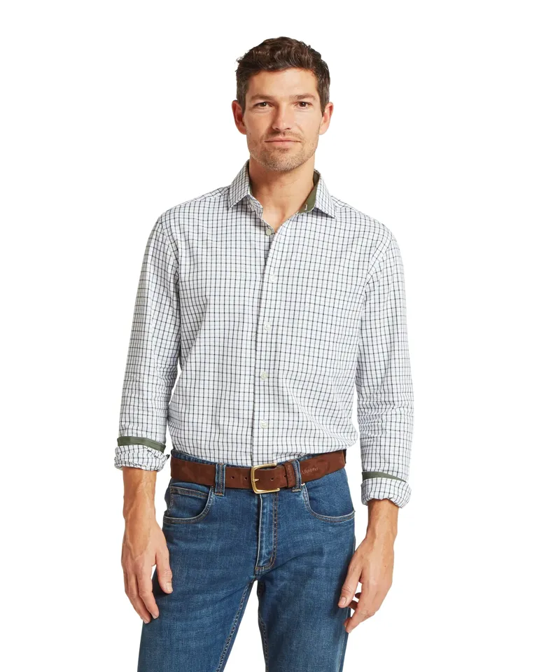Schoffel Milton Tailored Shirt - Blueberry/Dark Khaki Green