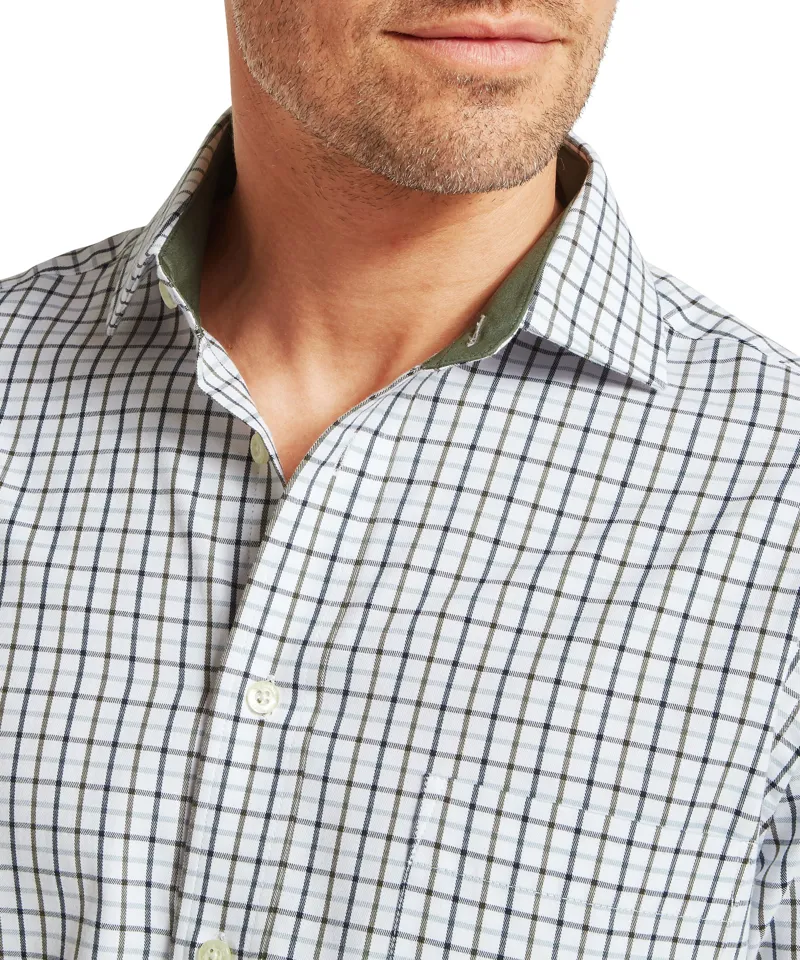 Schoffel Milton Tailored Shirt - Blueberry/Dark Khaki Green-4