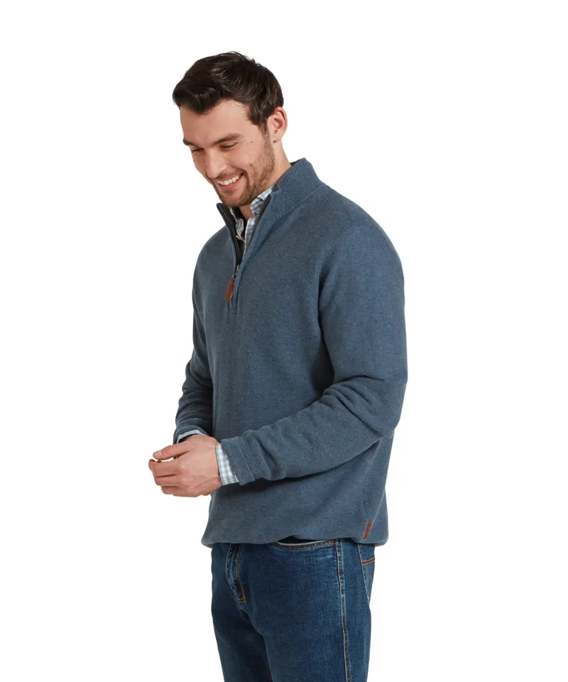 Schoffel Porthleven Quarter Zip Jumper - Dark Pigeon Blue-3