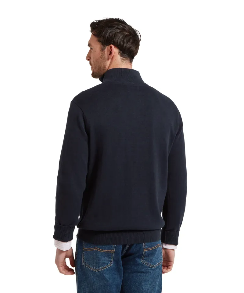 Schoffel Porthmeor Pima Cotton Quarter Zip Jumper - Navy-4