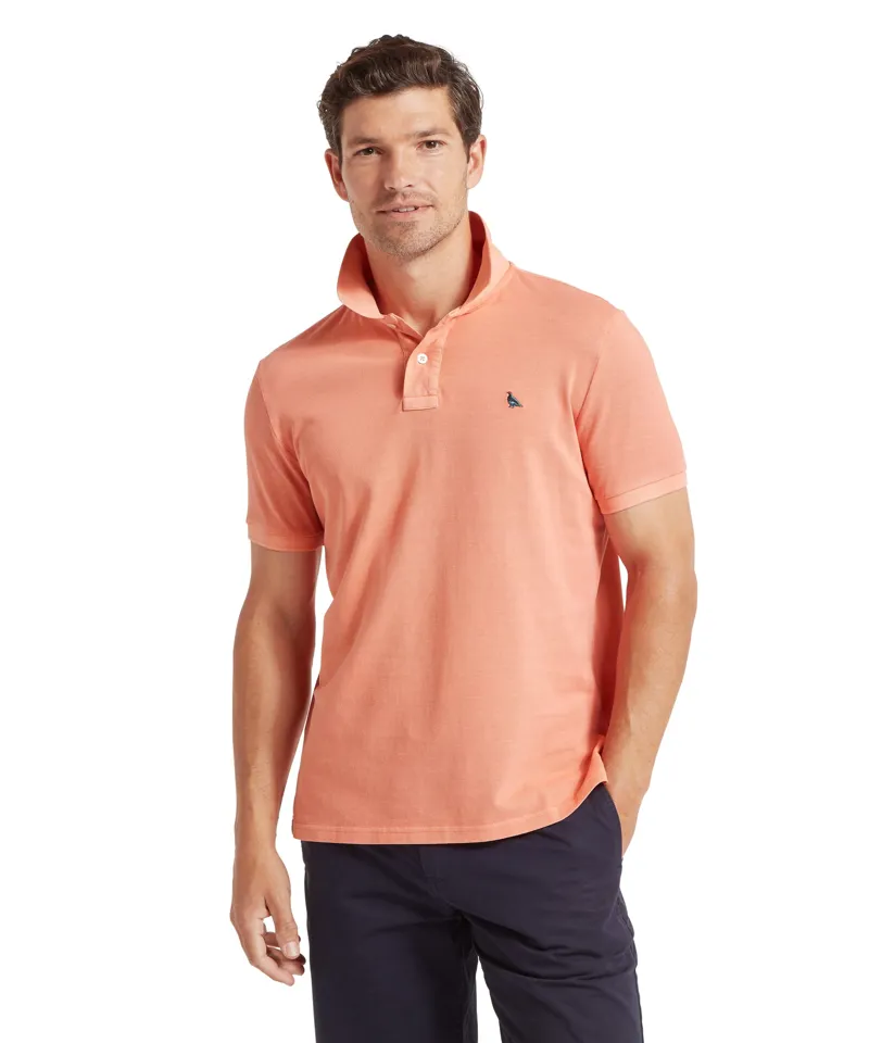 Schoffel St Ives Garment Dyed Polo Shirt - Coral Peach
